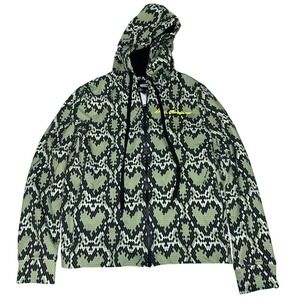 Love Moschino streetwear y2k zip up hoodie snake skin hearts green black size 6